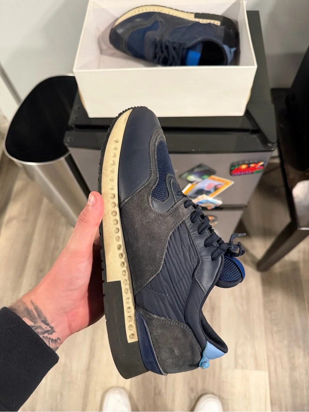 Givenchy Navy Blue Mixed-Material Low-Top Sneakers